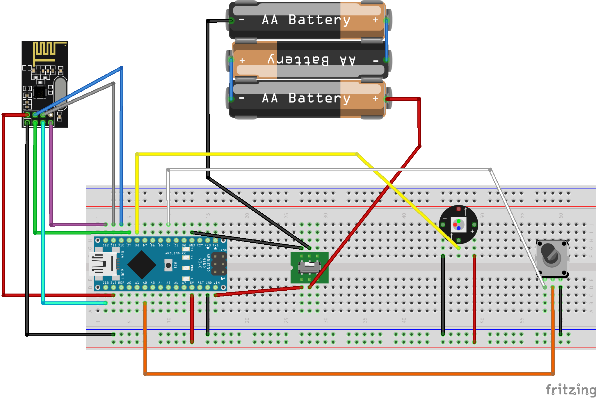 transmitter with batteries breadboard diagram